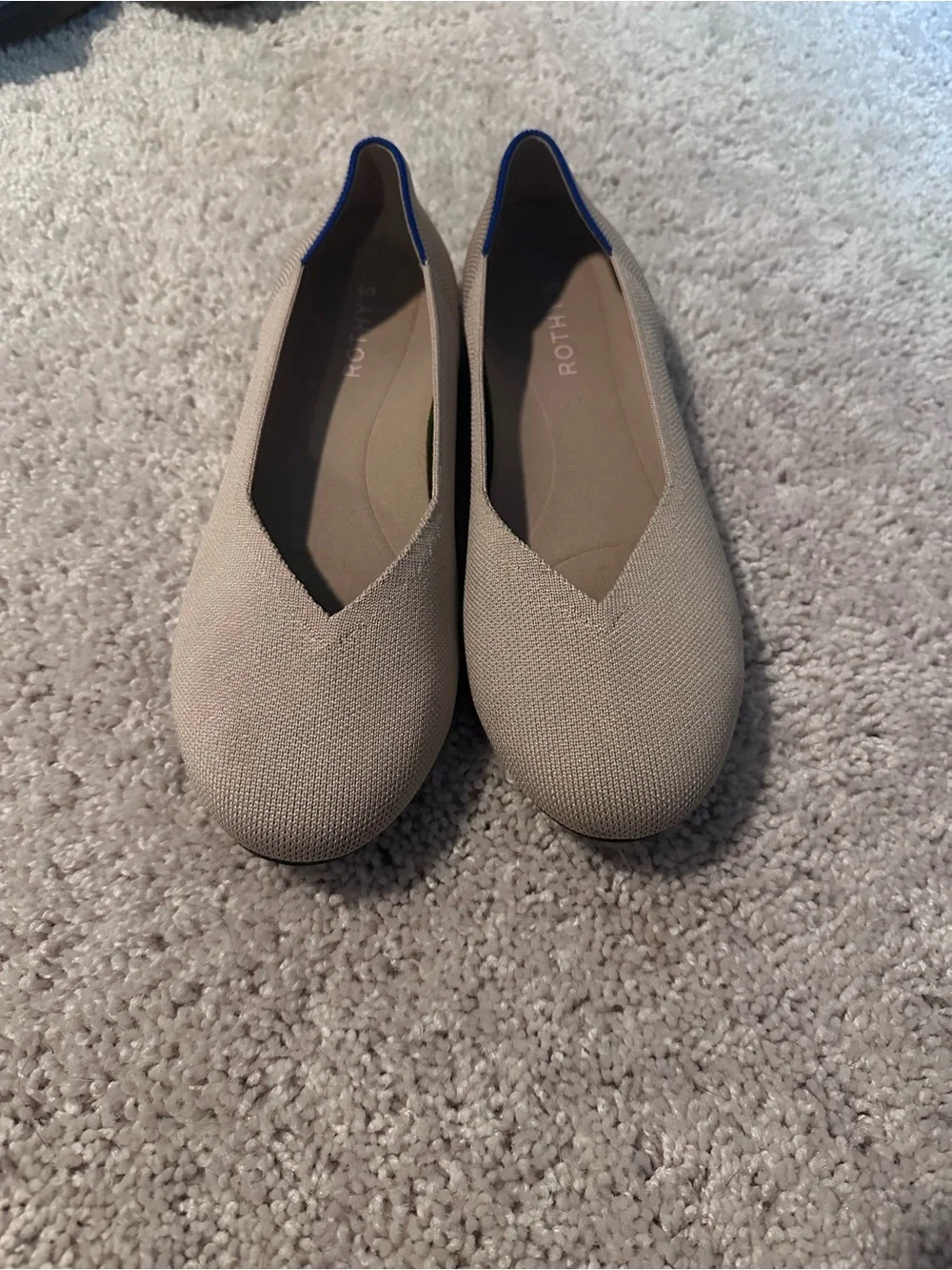Rothy's Beige Slip-On Loafers with Blue Accent